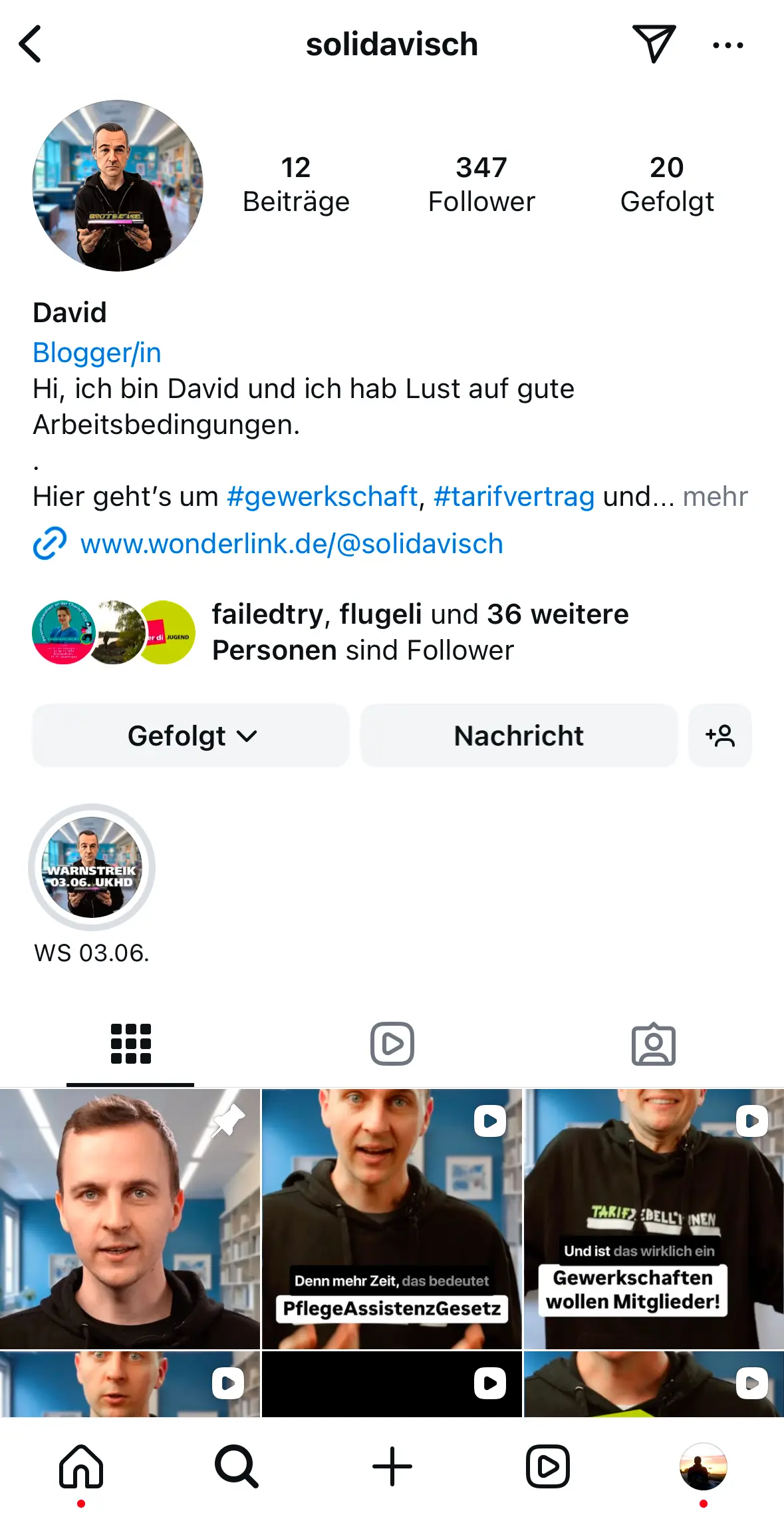 Screenshot Instagram Kanal @Solidavisch Screenshot Instagram Kanal @Solidavisch
